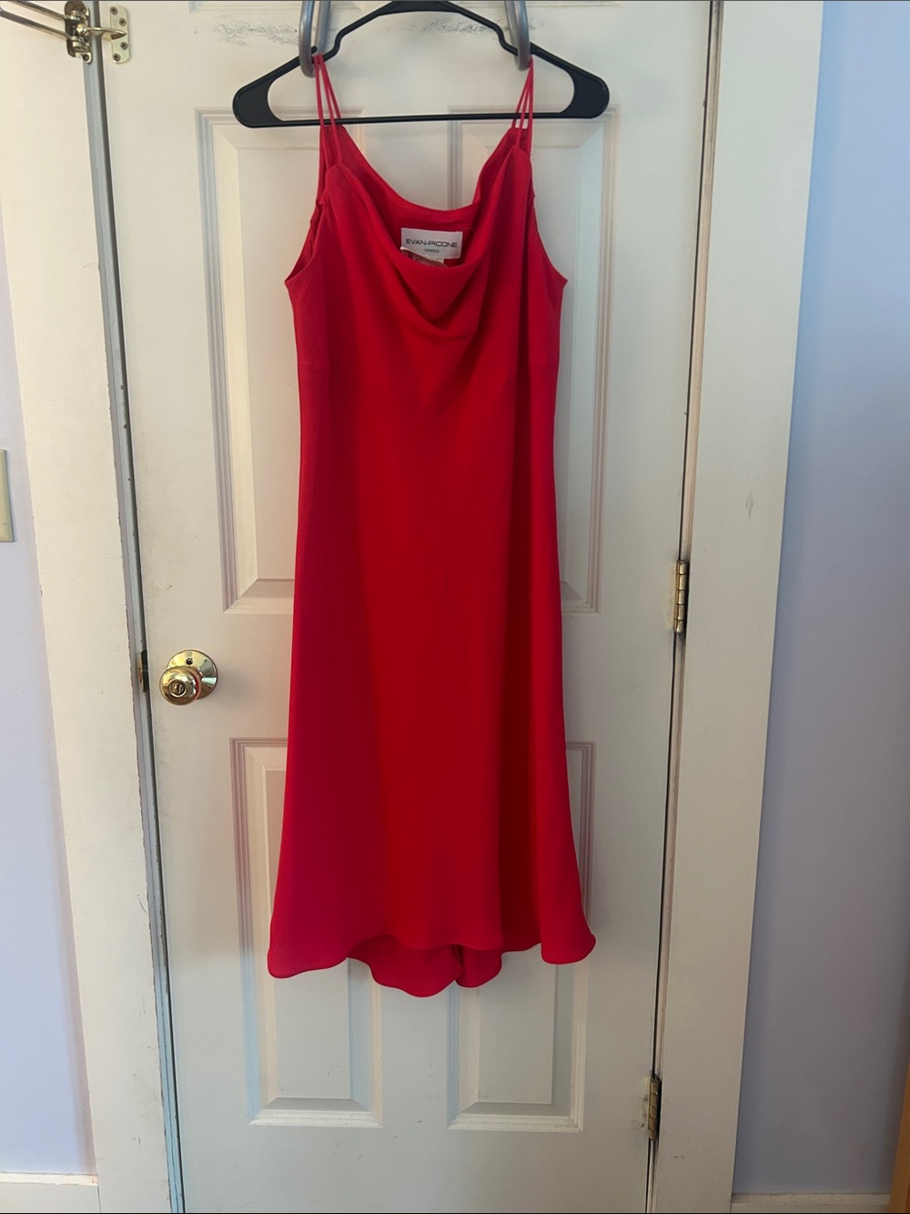 Evan Picone Red Cowl-Neck Midi Slip Dress